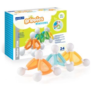Conjunto magnético STEM Guidecraft Grippies Windows com 24 peças para exploração de luz cor e construções 2D/3D