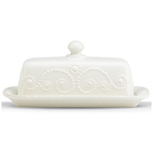 Manteigueira em Porcelana Elegância na sua Mesa Lenox Perle Branca