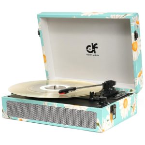 DANFI ÁUDIO DF TE 012 Vitrola Toca Discos c Plataforma 3 Velocidades sem fio 78 RPM Azul