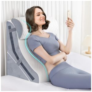 Conjunto de Travesseiro Ortopédico 15 em 1 de 3 Peças Ajustáveis em Espuma de Memória Pós-Cirurgia Simpledad Cinza e Branco