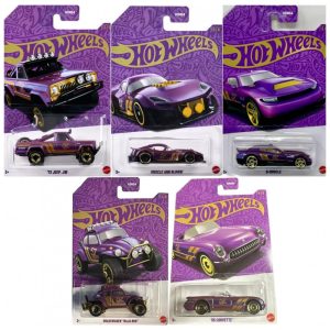 Coleção de Carros Hot Wheels Die-Cast Edição Comemorativa de 57º Aniversário em Pérola Cromada - Conjunto de 5 Carros (Veículo Chase Não Incluído)