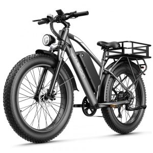 Bicicleta elétrica Jasion EB5 MAX cinza pneus 26x4 motor 750W nominal 2000W pico bateria 48V 15Ah 720Wh quadro aço carbono 7 marchas 110V