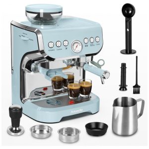 Cafeteira Espresso Amaste 15 Bar com Moinho Integrado Vaporizador 2L Azul Kit Barista Pre-Infusão AC-517EA 110V