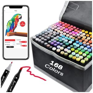 Conjunto de Canetas Artisticas 170 Cores com Pontas Duplas para Crianças Artistas e Adultos SiwaQio