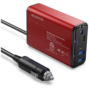 Inversor de Potência Automotivo 150W com Portas USB ISELECTOR MRA1012EU NEW Vermelho