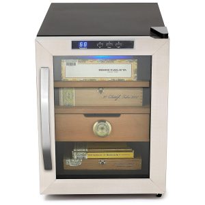 Umidor Elétrico para Charutos 250 Unidades com Prateleiras e Higrômetro 110 Volts Whynter CHC120Sa Marrom e Preto