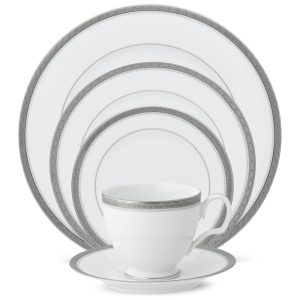 Aparelho de Jantar Para Todas as Ocasiões com 5 Peças Formato Redondo e Material de Porcelana Noritake Branco