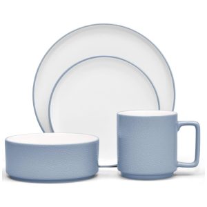 Aparelho de Jantar Elegância e Sofisticação para Sua Mesa com 4 Peças Formato Redondo e Estilo Minimalista Noritake G031-04B Azul Claro
