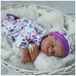 Bebê Recém-Nascido NewbornBoneca Realista WOOROY Bebê Reborn de 45 cm com Corpo Completo de Vinil Menina com Silicone Detalhes Anatômicos Dormindo