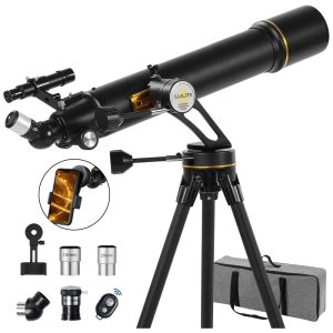 Telescópio de 90mm Diâmetro e 700mm para Entusiastas de Astronomia Adultos e Crianças com Base de Montagem Vertisteel AZ Koolpte.
