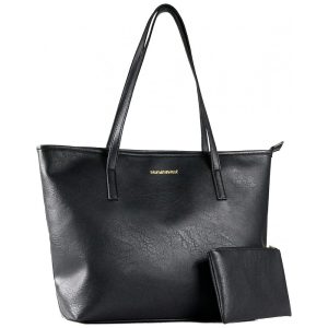 Bolsa de Ombro Feminina em Couro Sintético com Carteira Montana Preto