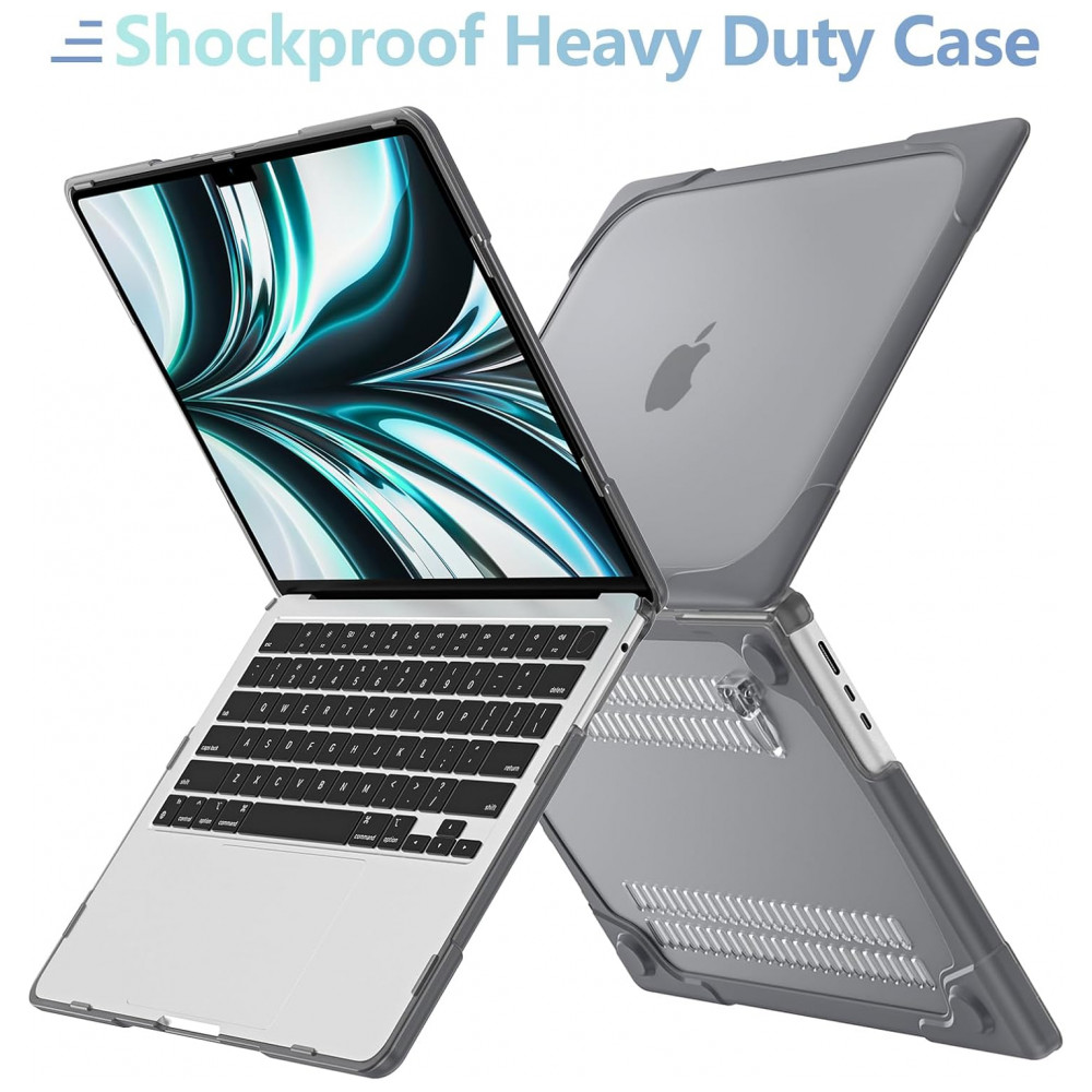 Capa Rígida Antichoque Cinza para MacBook Air 15″ (2023–2025, Modelos A3241/A3114/A2941, M2/M3/M4) – MEEgoodo - Imagem 3