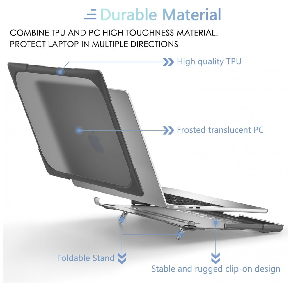 Capa Rígida Antichoque Cinza para MacBook Air 15″ (2023–2025, Modelos A3241/A3114/A2941, M2/M3/M4) – MEEgoodo - Imagem 4
