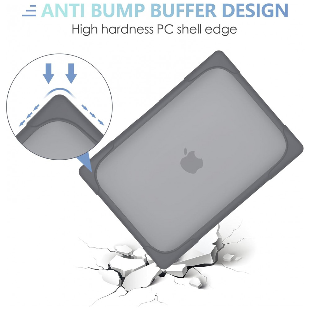 Capa Rígida Antichoque Cinza para MacBook Air 15″ (2023–2025, Modelos A3241/A3114/A2941, M2/M3/M4) – MEEgoodo - Imagem 5