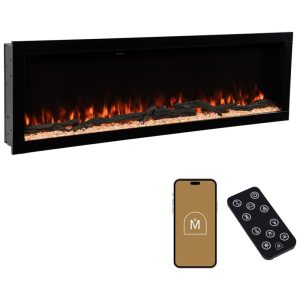 Lareira Elétrica Linear Highmark de 183 cm com Chamas Multicoloridas Design Elegante e Ventilação Discreta Fácil Instalação