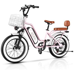 Bicicleta Elétrica para 2 Pessoas Bateria Removível de 48V 20AH Motor Potente Pneu Gordo de 20"x 4.0" para Adultos Autonomia de 80 Milhas 30 MPH