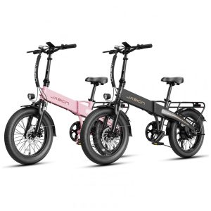 Bicicleta Elétrica Dobrável Jasion EB6 Preto e Rosa 1000W Motor Brushless Bateria Embutida Removível 48V 375Wh Pneus 20" Fat Tire 7 Marchas 110V