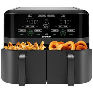 Fritadeira Elétrica Airfryer com 2 Cestos de 3L e Painel de Controle Digital 110V 1700W CHEFMAN Preto