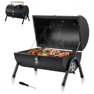 Churrasqueira a Carvão Dobrável com Termômetro e Chave de Fenda para até 4 Pessoas HaSteeL Preta