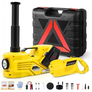 Kit de Macaco Elétrico ZS ZAISHANG 5 Toneladas 12V Alcance de Elevação de 135 cm com Chave de Impacto Bomba de Inflar e Luz LED para Troca de Pneus