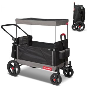 Carrinho de Passeio para 2 Crianças Multifuncional com Compartimento de zenamento Radio Flyer Preto