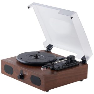 Toca Discos Retrô com Alto Falantes Integrados e Bluetooth  Marrom