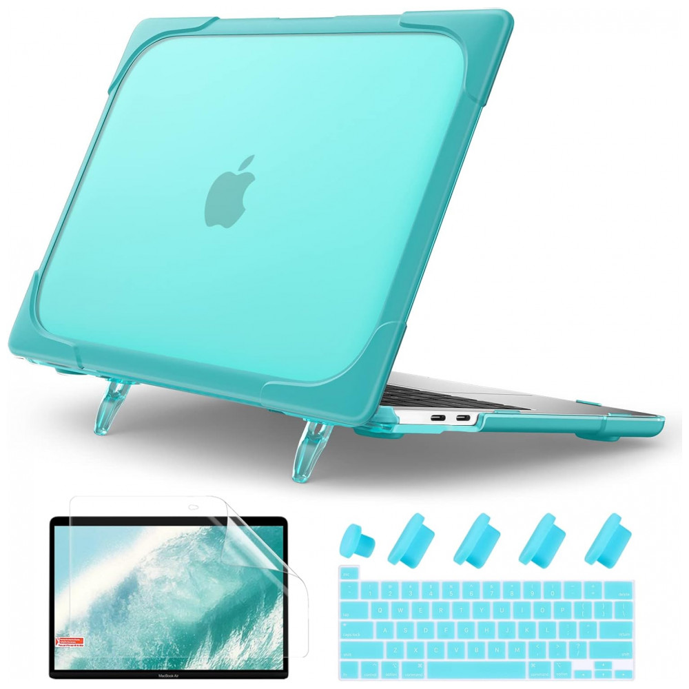 Capa Rígida Batianda MacBook Pro 13" Azul Claro – Modelos A2289 A2251 A2338 M1/M2 com Suporte Dobrável