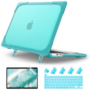 Capa Rígida Batianda MacBook Pro 13" Azul Claro – Modelos A2289, A2251, A2338 M1/M2 com Suporte Dobrável