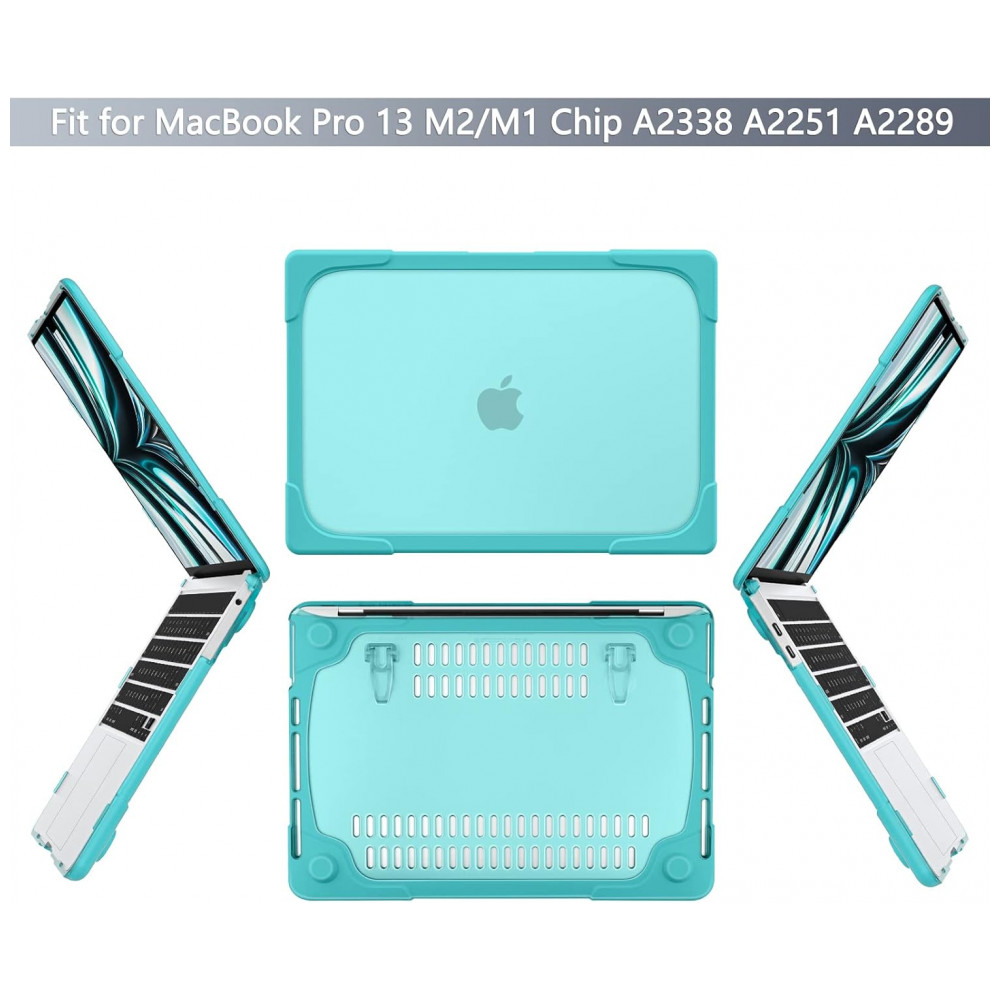 Capa Rígida Batianda MacBook Pro 13" Azul Claro – Modelos A2289 A2251 A2338 M1/M2 com Suporte Dobrável - Imagem 3