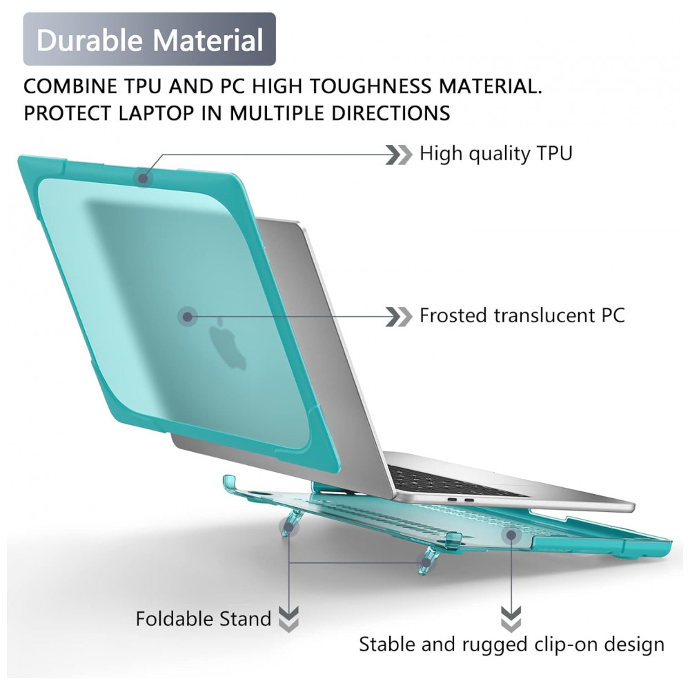 Capa Rígida Batianda MacBook Pro 13" Azul Claro – Modelos A2289 A2251 A2338 M1/M2 com Suporte Dobrável - Imagem 5