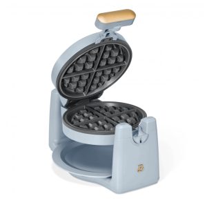 Máquina de waffle belga rotativa Beautiful azul 900W chapa antiaderente waffles 25cm controle de douramento 7 níveis 110V