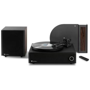 Sistema de Som com Toca Dicos de Vinil Integrado Subwoofer sem Fio e Streaming Bluetooth 5.0 Victrola Premiere V1 Preto