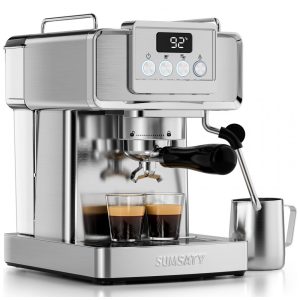 Máquina de Café Expresso 20 Bar SUMSATY 18 L de Capacidade com Vaporizador Aço Inoxidável 110V