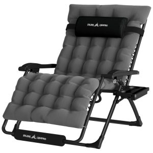 Cadeira Reclinável UDPATIO Zero Gravity Oversized 33'' XXL com Encosto Ajustável e Mesa Lateral