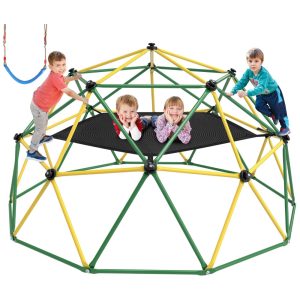 Cúpula de Escalada Dome com Balanço de Rede para Crianças 3-10 anos Jungle Gym Externo para Crianças Suporta 453kgHapsor