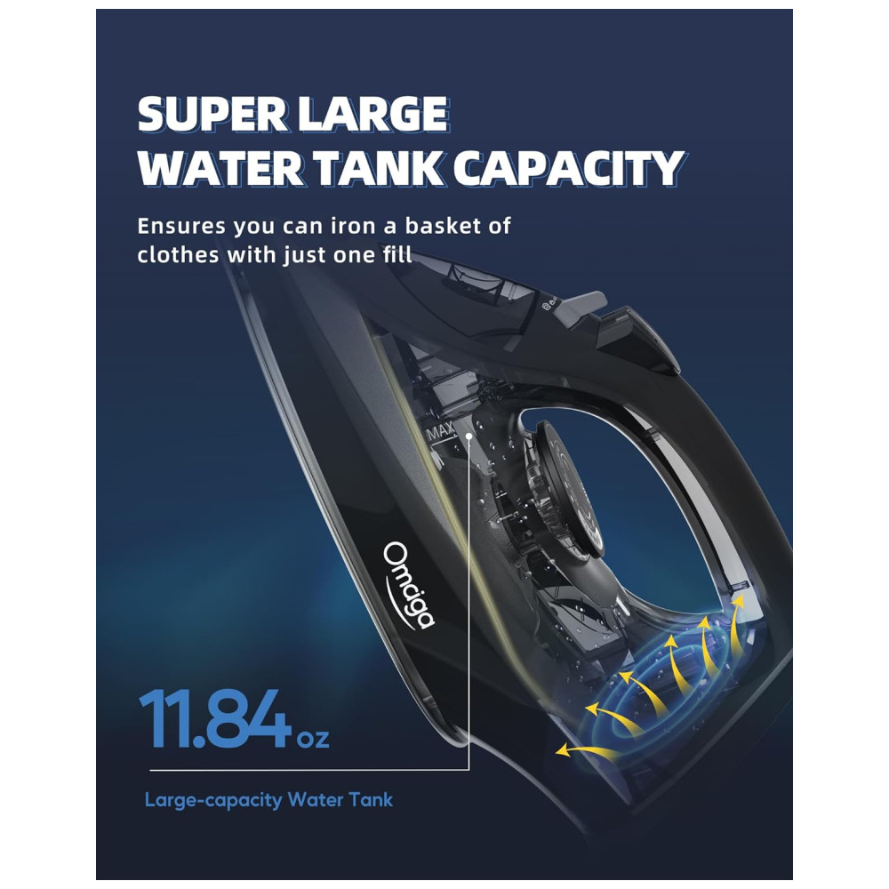 Ferro de Passar a Vapor com Desligamento Automático 1500W 110W OMAIGA Preto - Imagem 4