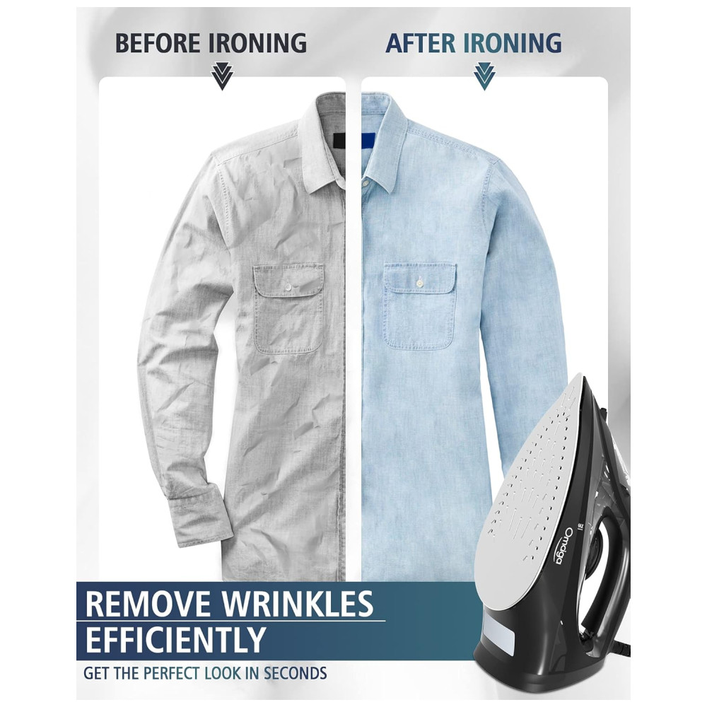 Ferro de Passar a Vapor com Desligamento Automático 1500W 110W OMAIGA Preto - Imagem 5