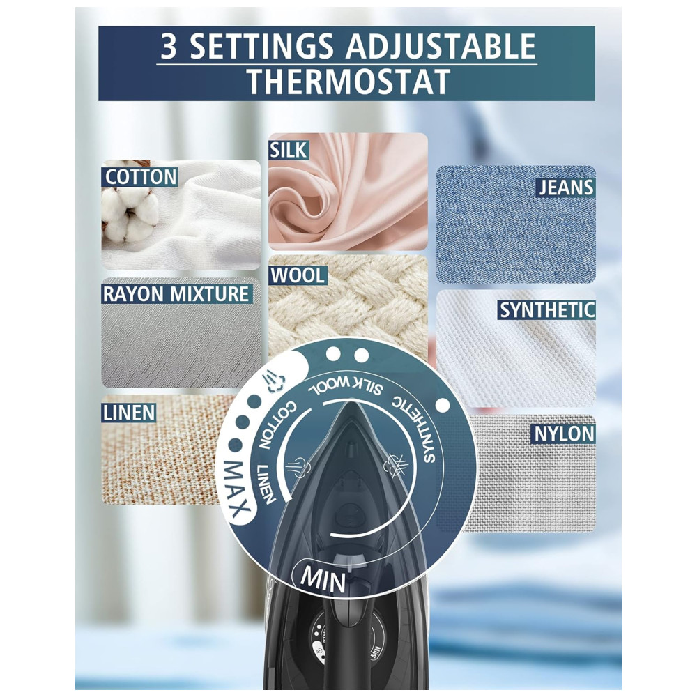 Ferro de Passar a Vapor com Desligamento Automático 1500W 110W OMAIGA Preto - Imagem 6