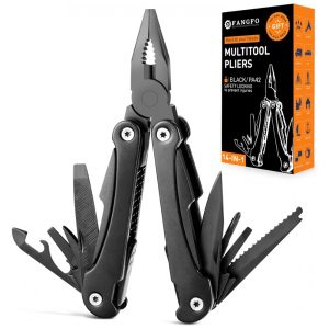 Alicate Multifuncional 14 em 1 Aço Inoxidável com Estojo de Nylon Fangfo Preto