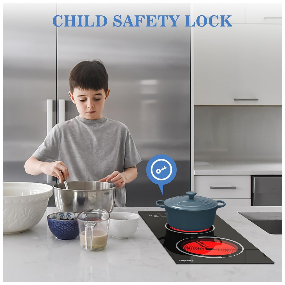 Cooktop Elétrico de 2 Bocas Embutir Touch Control Timer Bloqueio de Segurança - Jessier - Imagem 3