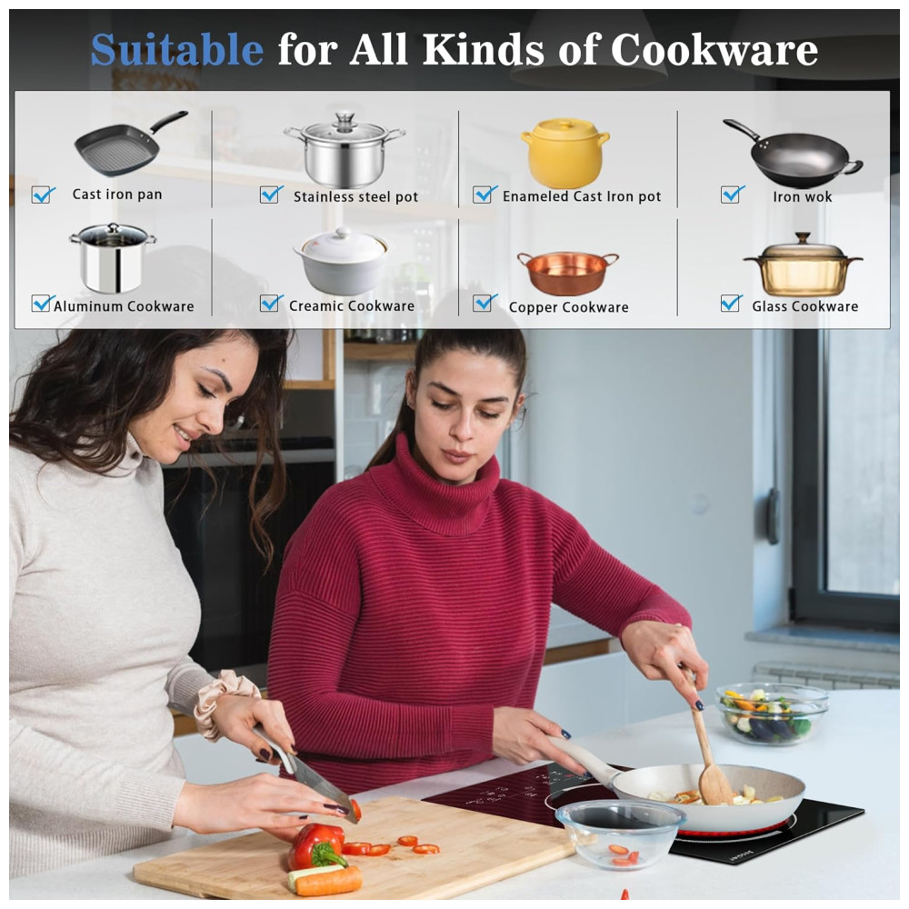 Cooktop Elétrico de 2 Bocas Embutir Touch Control Timer Bloqueio de Segurança - Jessier - Imagem 4