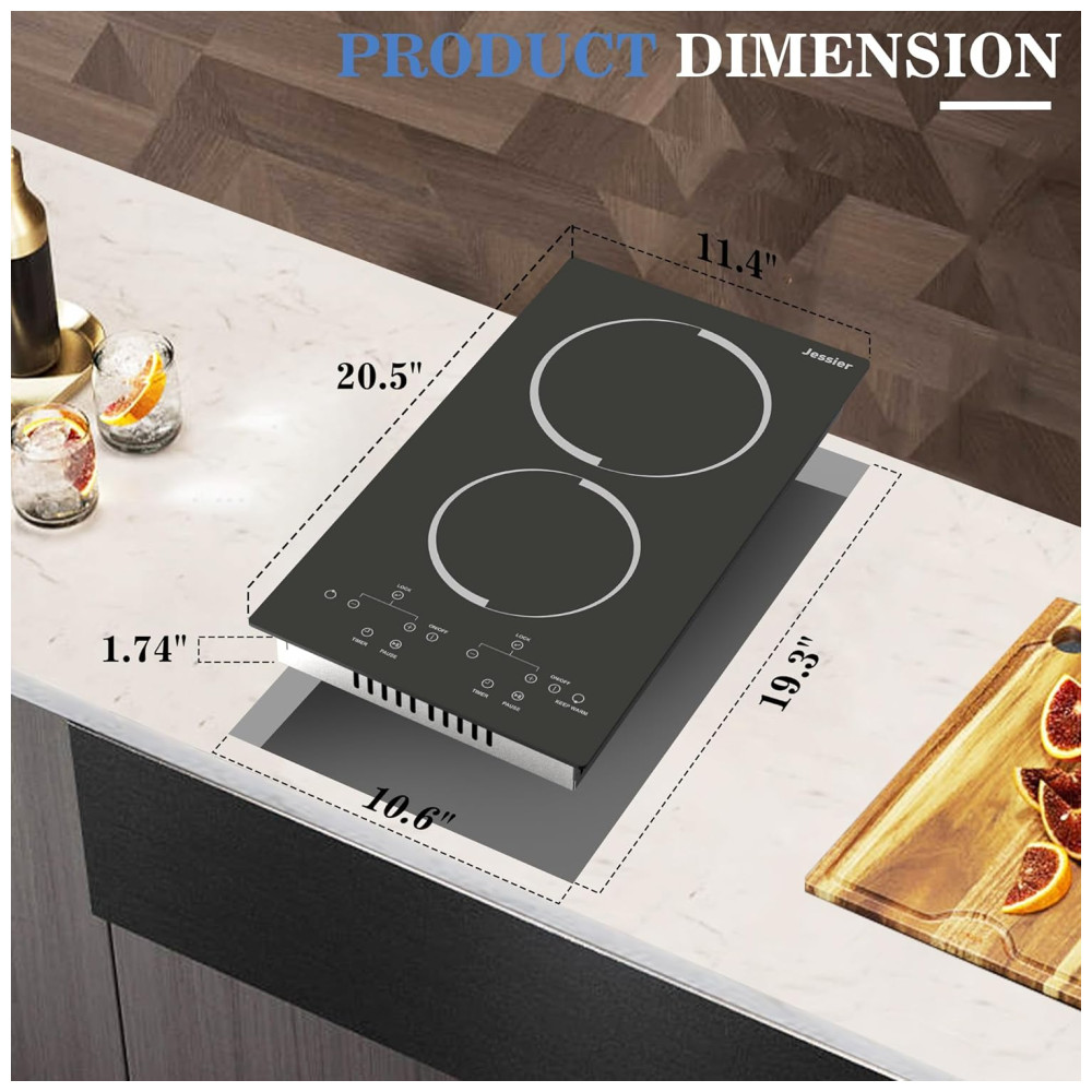 Cooktop Elétrico de 2 Bocas Embutir Touch Control Timer Bloqueio de Segurança - Jessier - Imagem 7