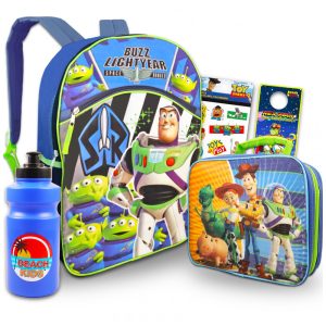 Mochila Escolar Infantil Lightyear com Lancheira e Figurinhas para Crianças a Partir de 3 Anos Azul