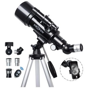 Telescópio 70mm de Abertura e 500mm – Refrator Astronômico para Crianças e Adultos Montagem AZ Ótica Multi-Revestida Adaptador para CelularHexeum.