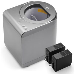 Composteira Elétrica de Cozinha 25L com Lâmina Tripla SHARKSDEN® e Tampa de Vidro 110V Airthereal Cinza