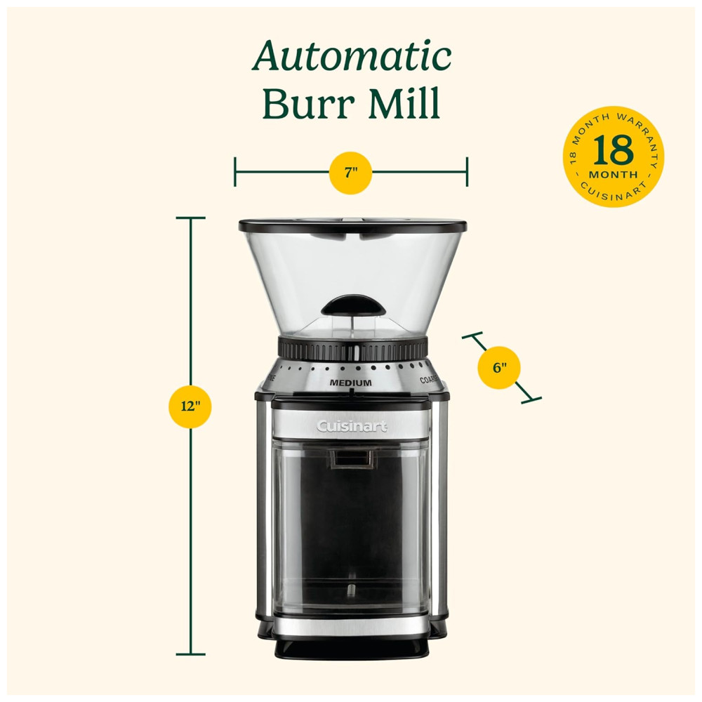 Moedor de Café Elétrico 18 Níveis Aço Inoxidável CUISINART DBM 8 Prateado - Imagem 6