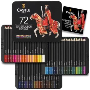 Lápis de Cor Profissional 72 Cores para Aquarela CASTLE ART SUPPLIES