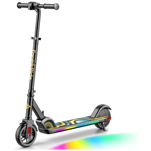 Patinete Elétrico Infantil com Luzes Coloridas Velocidade até 16 km/h Tela LED e Altura Ajustável para Crianças de 8 a 14 Anos FanttikRide C9 Pro Preta