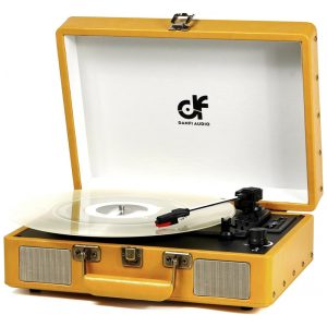 Toca Discos Retro 3 Velocidades com Funções Bluetooth Rádio FM e USB DANFI AUDIO DF Amarelo