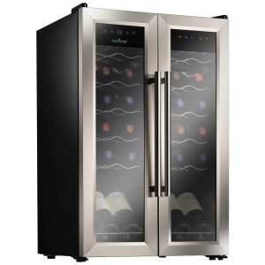 Adega Climatizada de Zona Dupla para 24 Garrafas com Controle Digital 1080W 110V NutriChef PKCWC24 Prata
